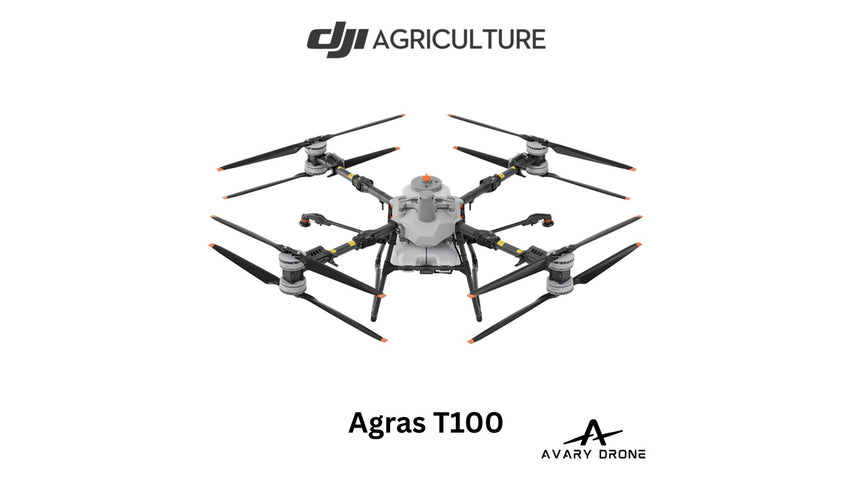 DJI Agras T100 agricultural spray drone, official DJI product photo
