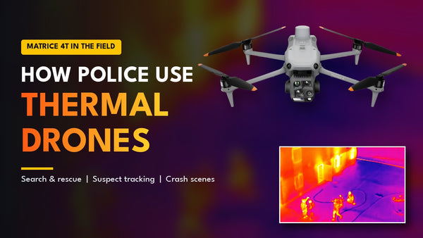 DJI Matrice 4T thermal drone with a thermal camera view of a scene - how police departments use thermal drones