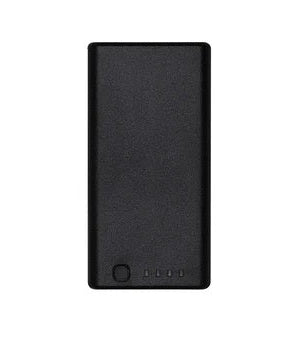 Black portable charger on a white background