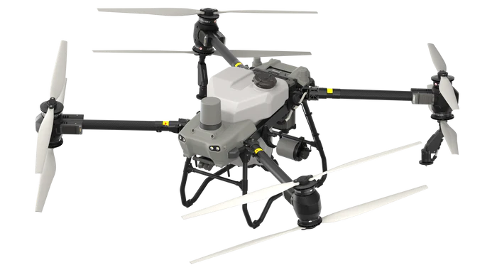DJI AGRAS T50 drone with four propellers on a white background