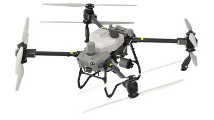 DJI AGRAS T50 drone with four propellers on a white background