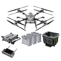 DJI Agriculture Agras T100 drone and accessories on a white background
