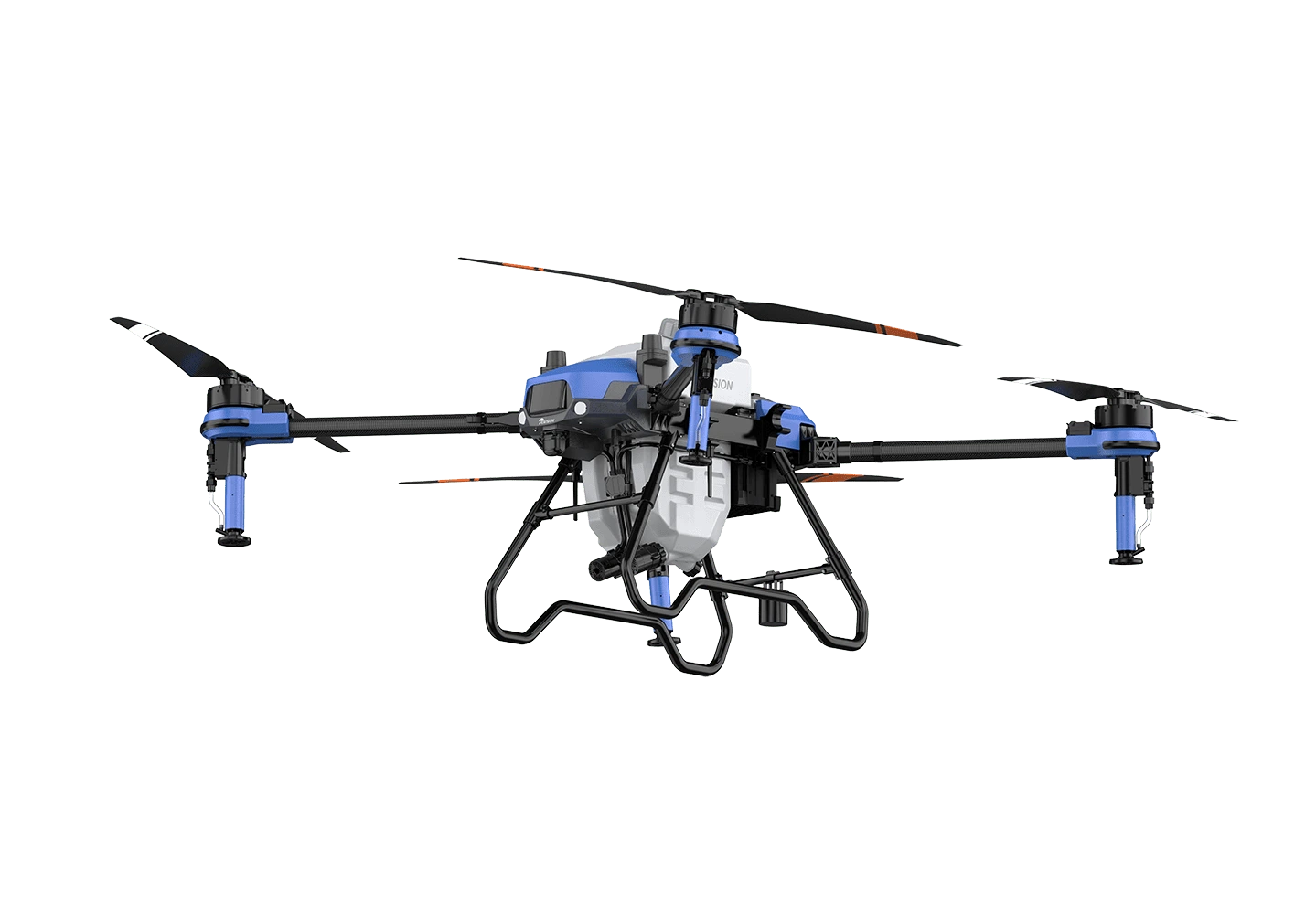 Large drone with multiple rotors on a white background
