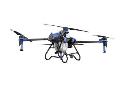 Large drone with multiple rotors on a white background