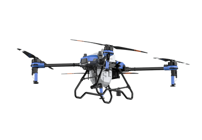 Large drone with multiple rotors on a white background