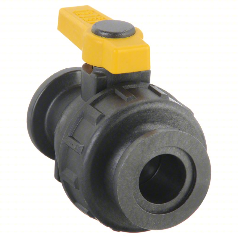 BANJO Manual Two-Way Ball Valve: 1 in, Polypropylene, Straight, Flange x Flange, One-Piece, Lever