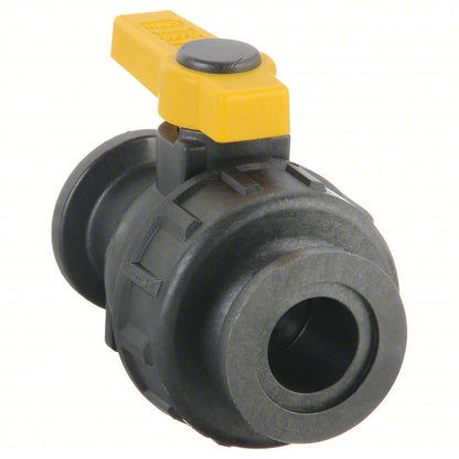 BANJO Manual Two-Way Ball Valve: 1 in, Polypropylene, Straight, Flange x Flange, One-Piece, Lever