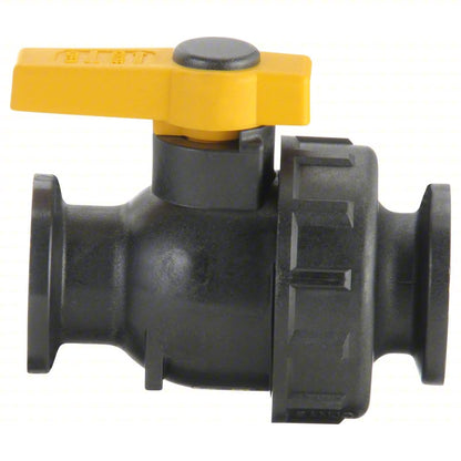 BANJO Manual Two-Way Ball Valve: 1 in, Polypropylene, Straight, Flange x Flange, One-Piece, Lever
