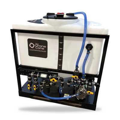 Drone Cone 200 Gallon mixing system on a white background